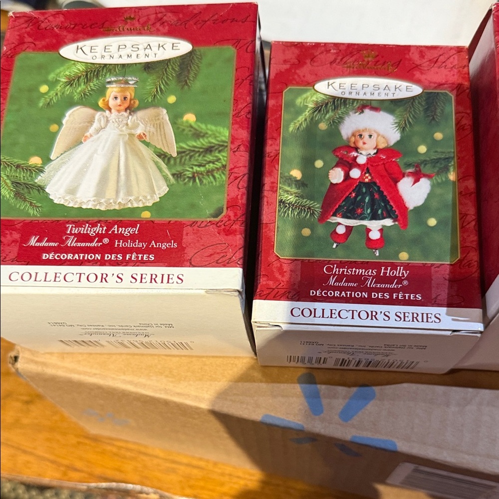 Madame Alexander Victorian Christmas, angel and Christmas holly ornaments